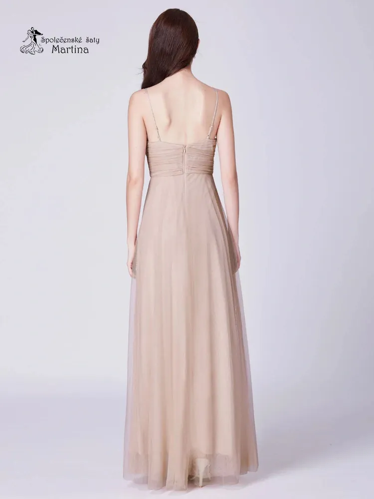 Jemné pudrové šifonové šaty na úzká ramínka "Juliette" - vel. 42