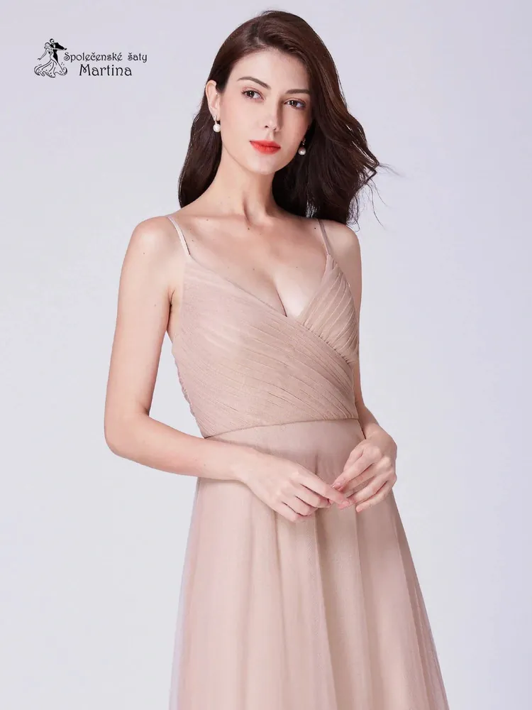 Jemné pudrové šifonové šaty na úzká ramínka "Juliette" - vel. 42