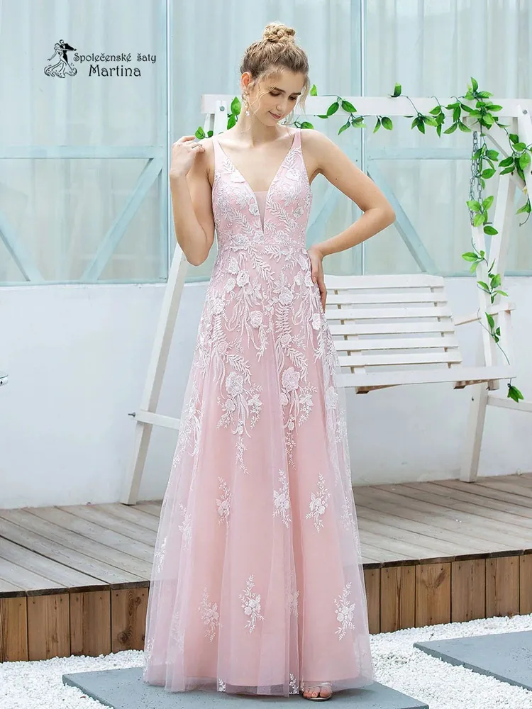 Růžové společenské šaty pro družičku "Jasmine" - vel. 42