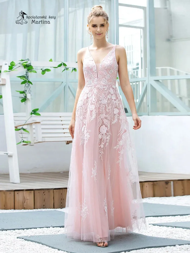 Růžové společenské šaty pro družičku "Jasmine" - vel. 42