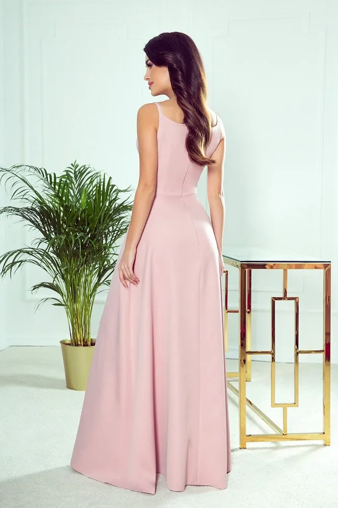 Elegantní pudrové dlouhé šaty "Betty" - vel. XL