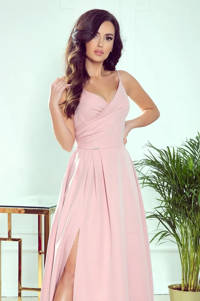 Elegantní pudrové dlouhé šaty "Betty" - vel. XL