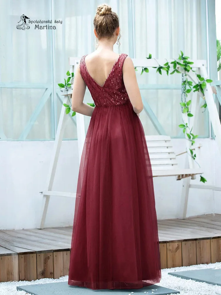 Vínové společenské šaty "Priya" - vel. 46