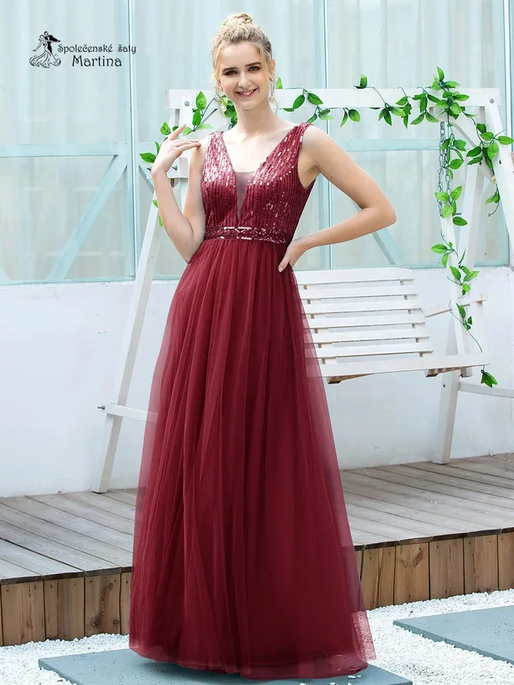 Vínové společenské šaty "Priya" - vel. 46