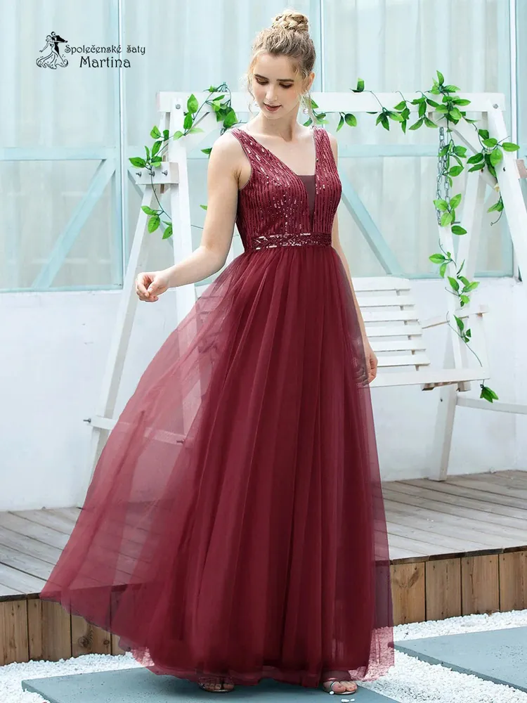 Vínové společenské šaty "Priya" - vel. 46