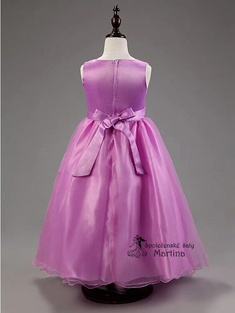 Dívčí šaty "Libuška" - fialové 7-8 let - vel. 140