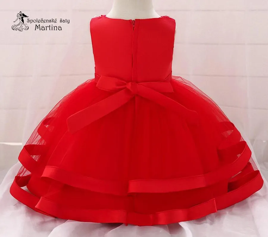 Červené šatičky pro dívky / družičky "Sárinka" - vel. 80