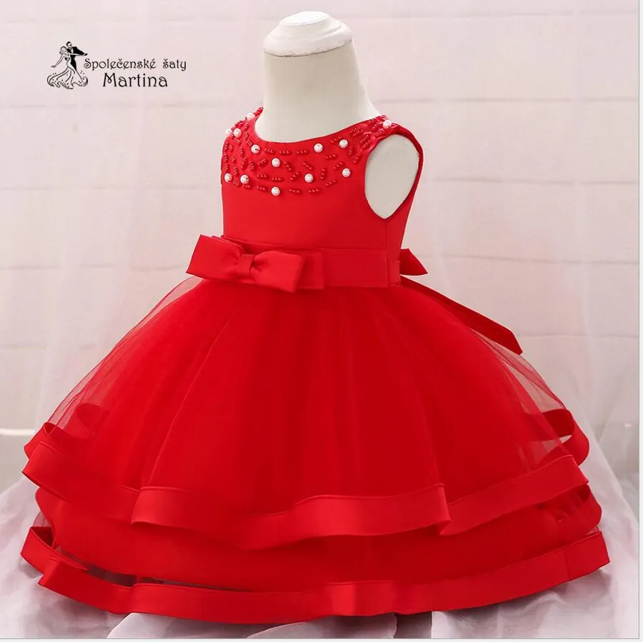 Červené šatičky pro dívky / družičky "Sárinka" - vel. 80