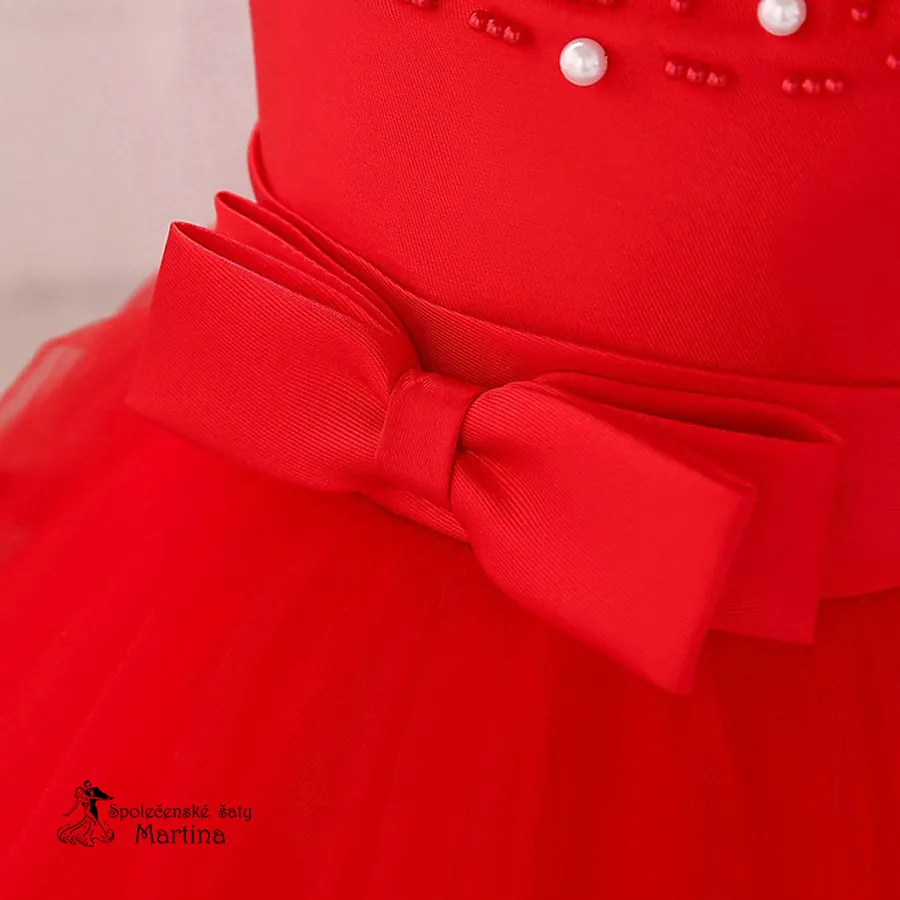 Červené šatičky pro dívky / družičky "Sárinka" - vel. 80