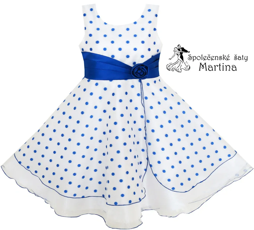 Dívčí šaty "Kája" 9-10 let - královská modř