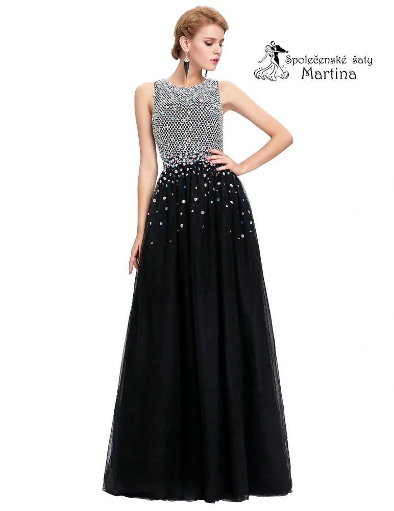 Černé společenské šaty "Mariah" s odhalenými zády - vel. 42