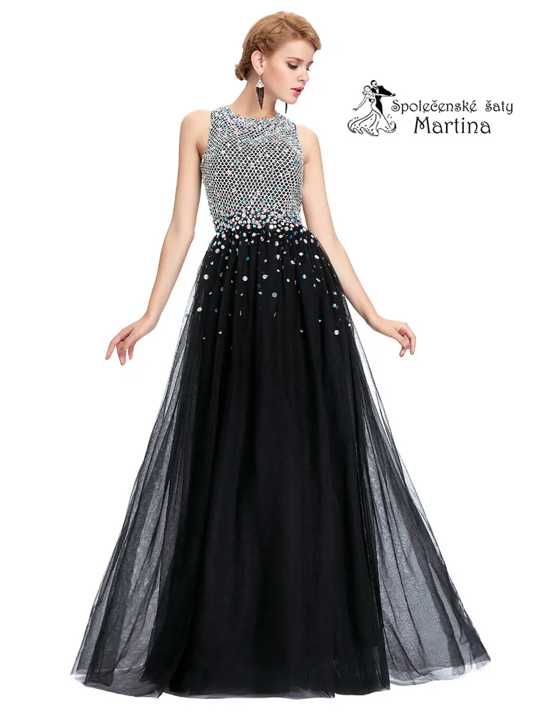 Černé společenské šaty "Mariah" s odhalenými zády - vel. 42