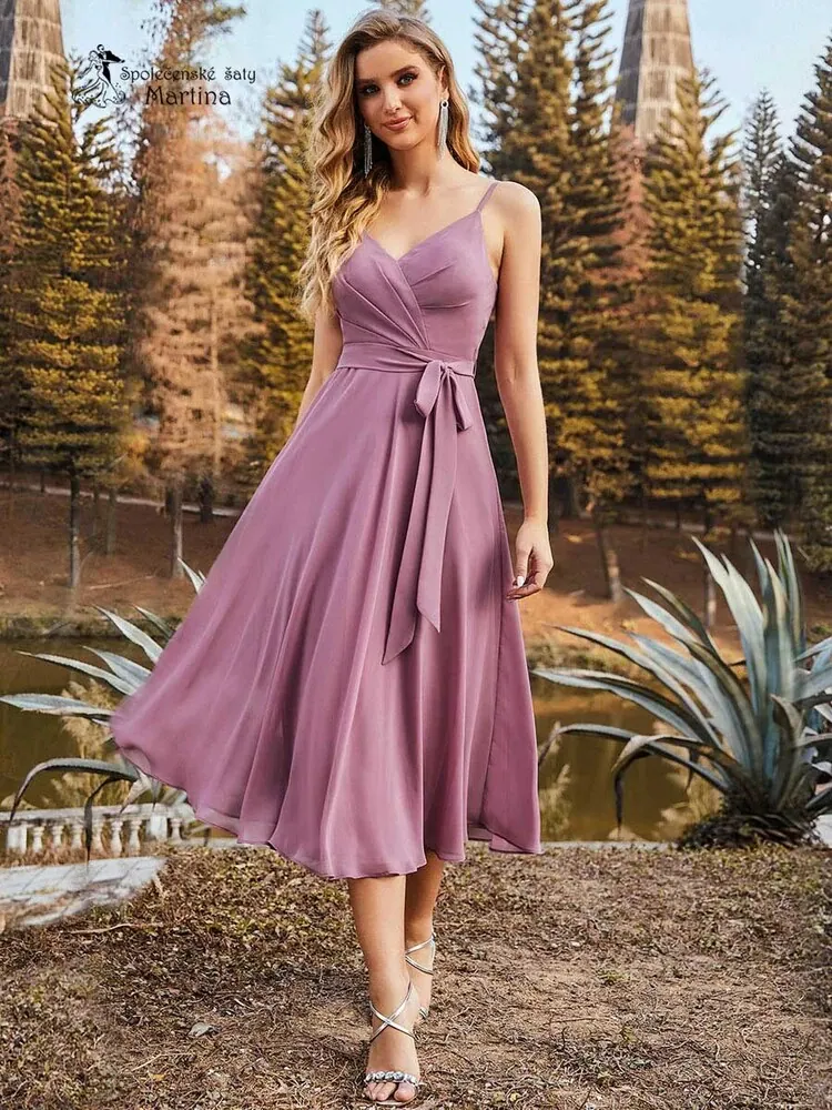 Starorůžové šaty pro svatebního hosta "Till" v délce midi - vel. 44