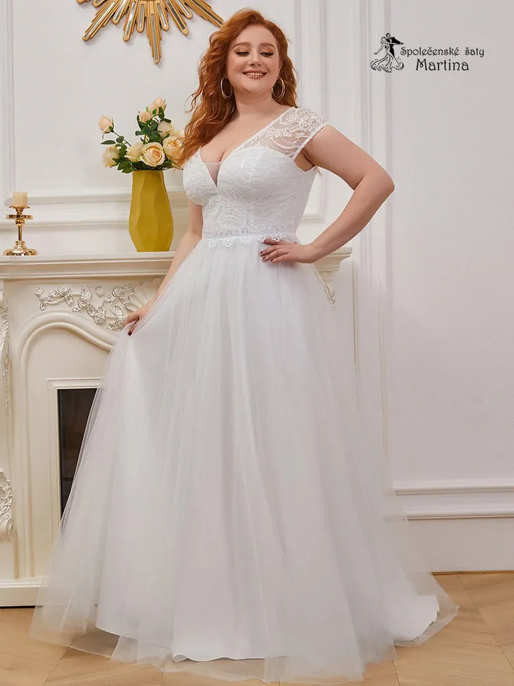 Svatební šaty s krátkým rukávem "Destinee" - vel. 54