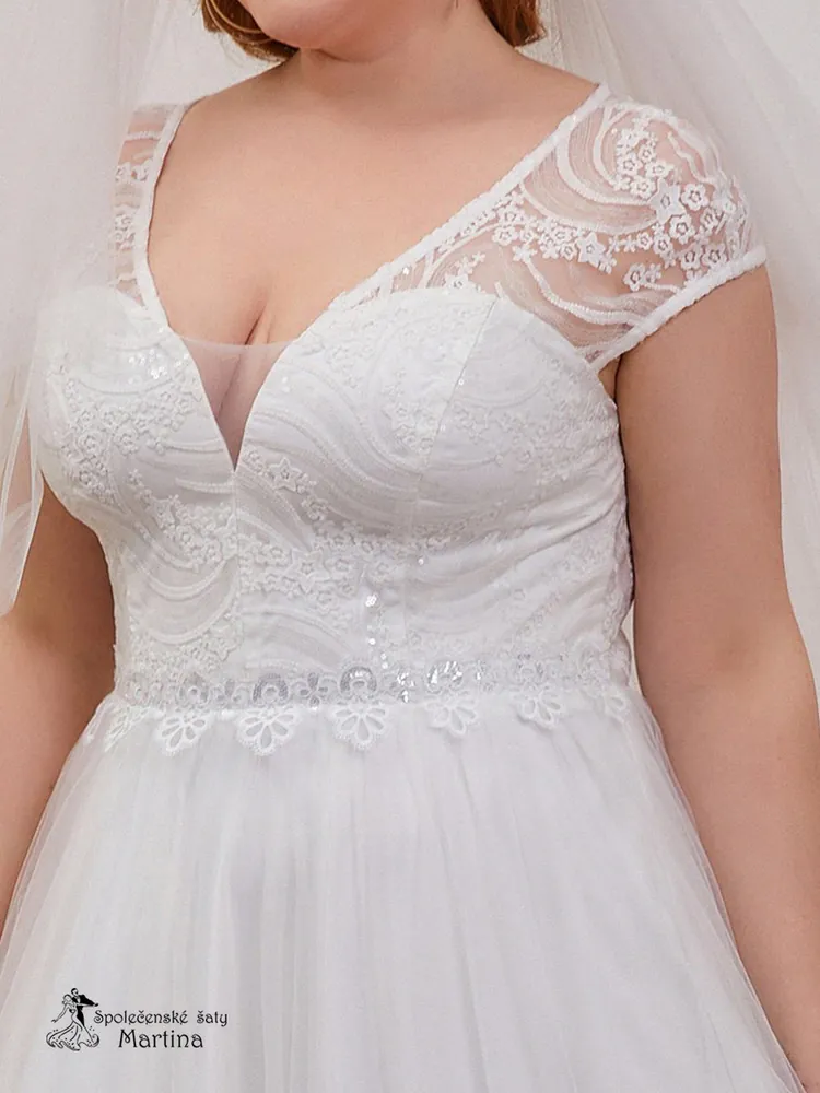 Svatební šaty s krátkým rukávem "Destinee" - vel. 54