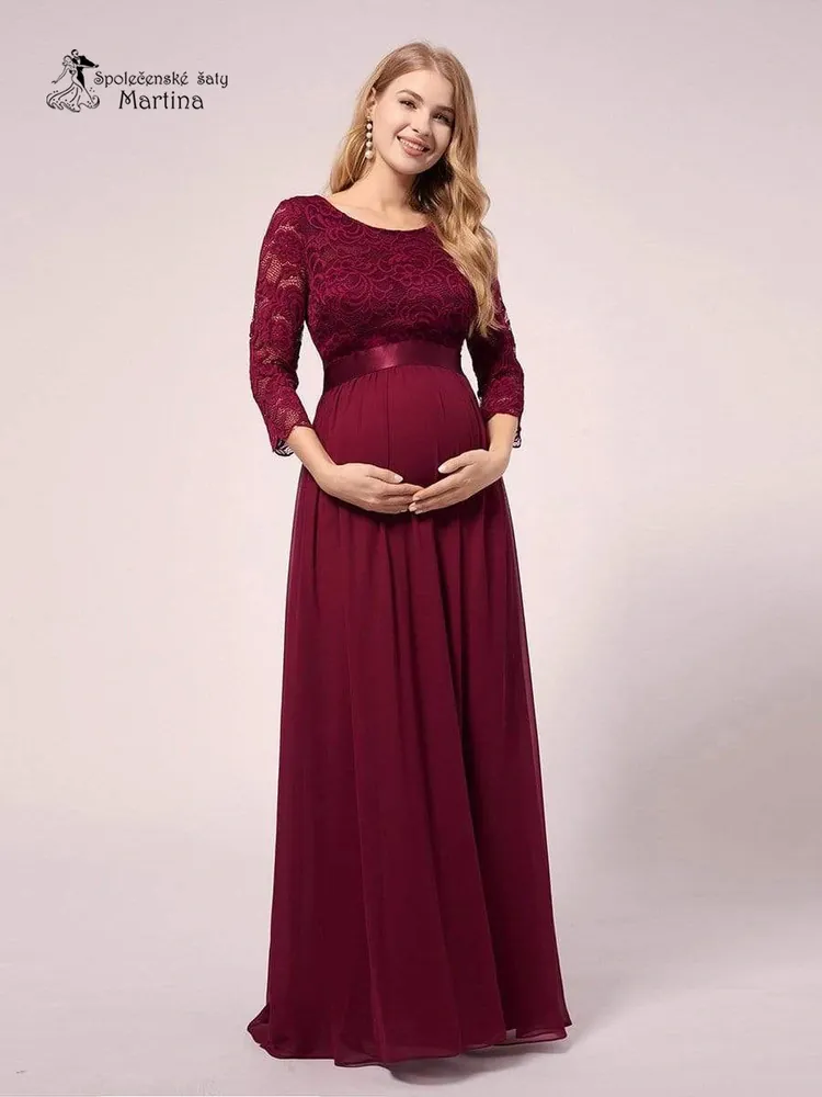 Vínové těhotenské společenské šaty "Trish" - vel. 38
