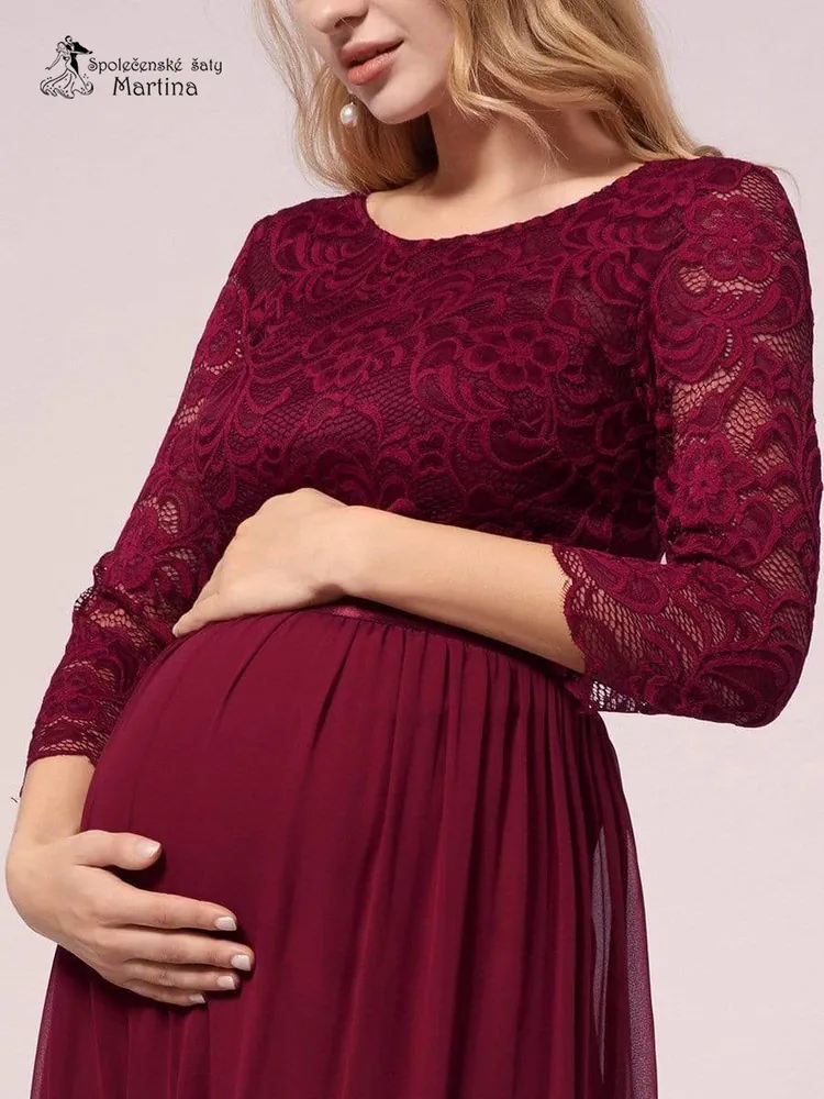 Vínové těhotenské společenské šaty "Trish" - vel. 38