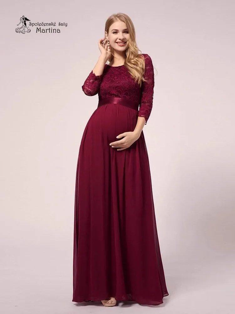 Vínové těhotenské společenské šaty "Trish" - vel. 40