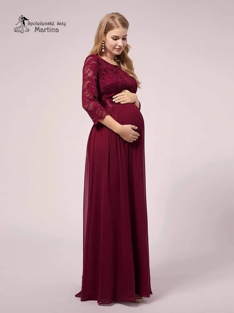 Vínové těhotenské společenské šaty "Trish" - vel. 48