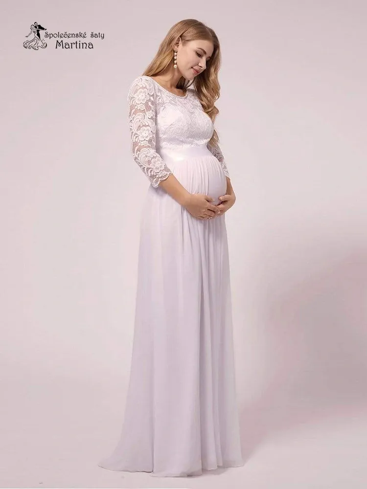 Bílé svatební těhotenské šaty "Trish" - vel. 40