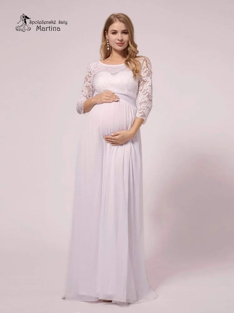 Bílé svatební těhotenské šaty "Trish" - vel. 50