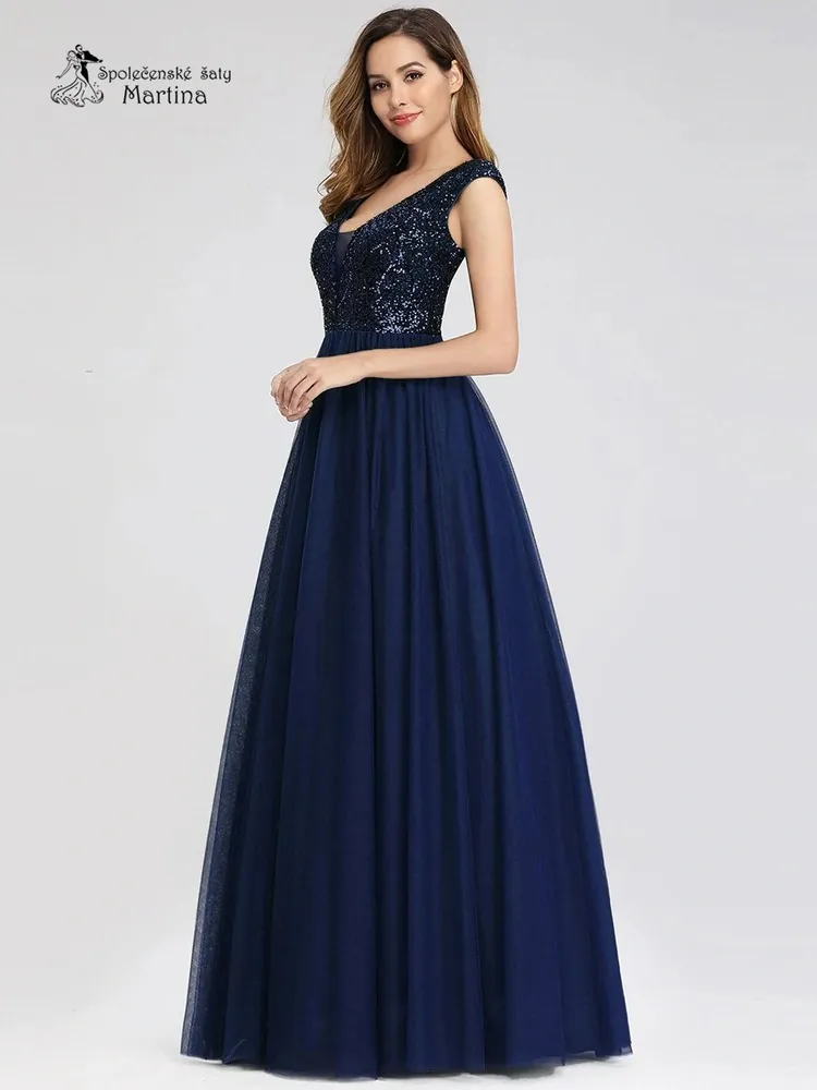 Tmavě modré šaty se třpytivým živůtkem “Crissie” - vel. 34