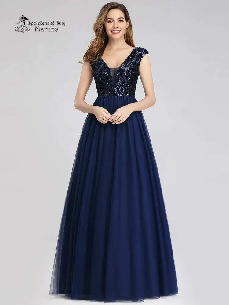 Tmavě modré šaty se třpytivým živůtkem “Crissie” - vel. 34