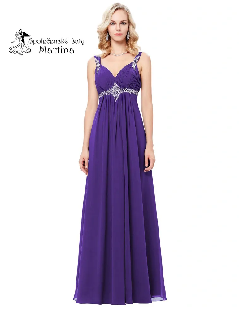 Dlouhé fialové společenské šaty "Vilma" - vel. 34