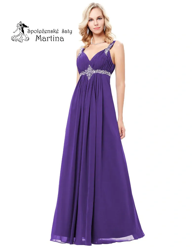 Dlouhé fialové společenské šaty "Vilma" - vel. 34