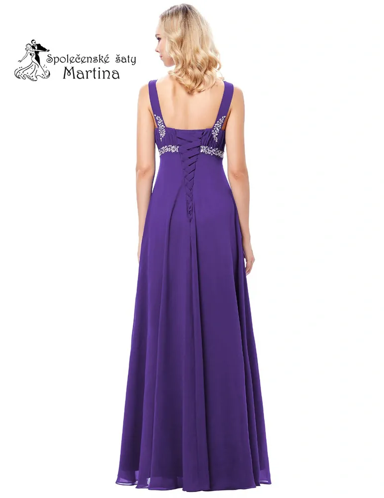 Dlouhé fialové společenské šaty "Vilma" - vel. 34
