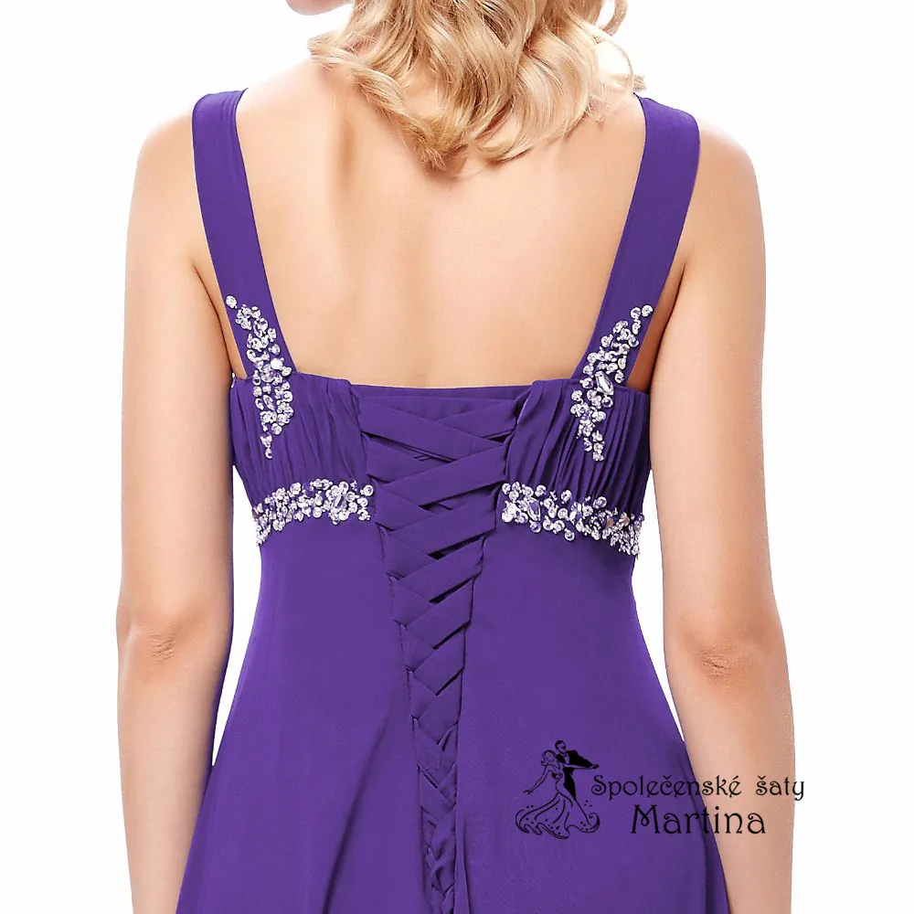 Dlouhé fialové společenské šaty "Vilma" - vel. 34