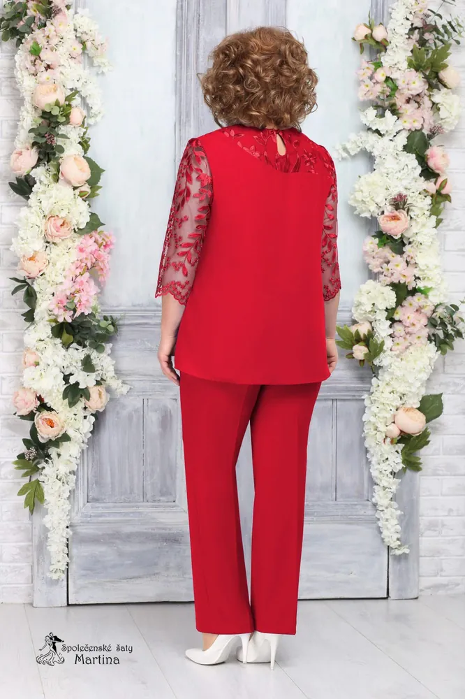 Červený elegantní společenský kostýmek "Sheryl" - vel. 54