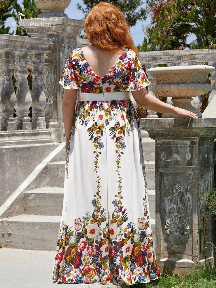 Květinové společenské šaty pro budoucí maminky "Carreta" - vel. 54