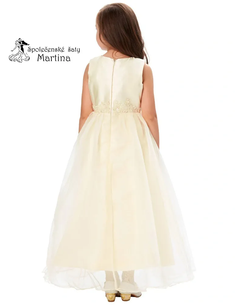 Dívčí šaty pro družičku "Klaudie" - champagne - vel. 9-10