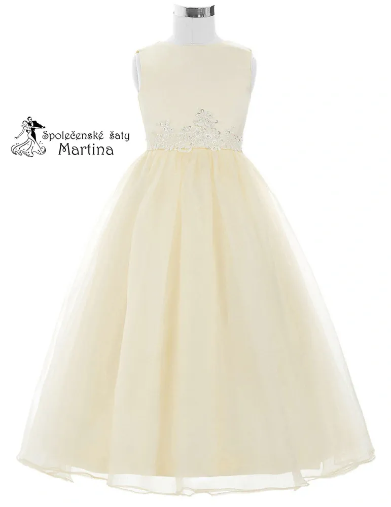 Dívčí šaty pro družičku "Klaudie" - champagne - vel. 9-10