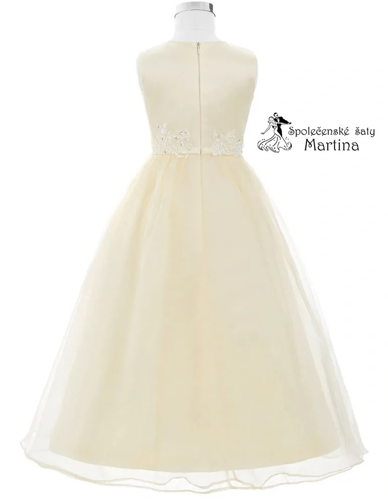 Dívčí šaty pro družičku "Klaudie" - champagne - vel. 9-10