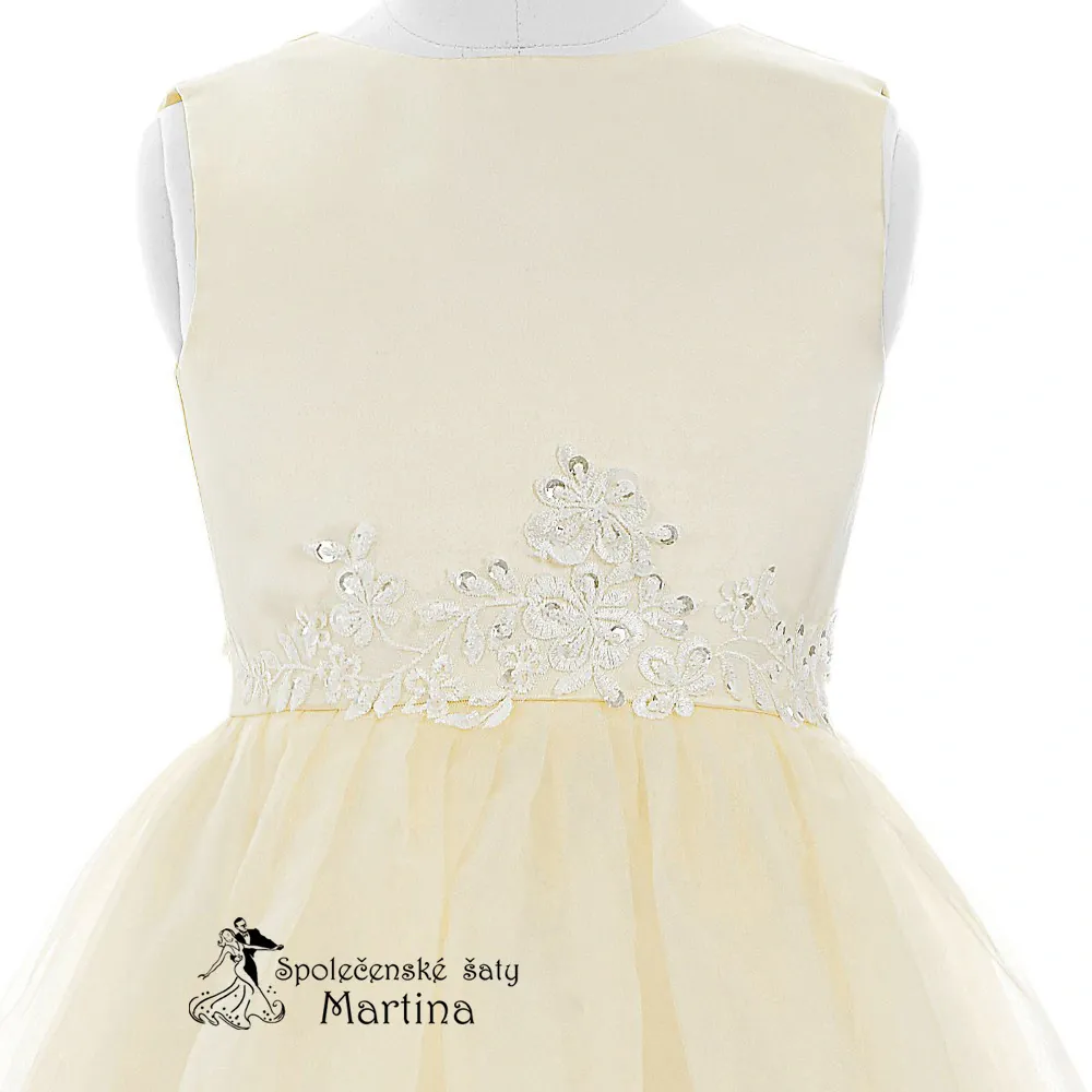 Dívčí šaty pro družičku "Klaudie" - champagne - vel. 9-10