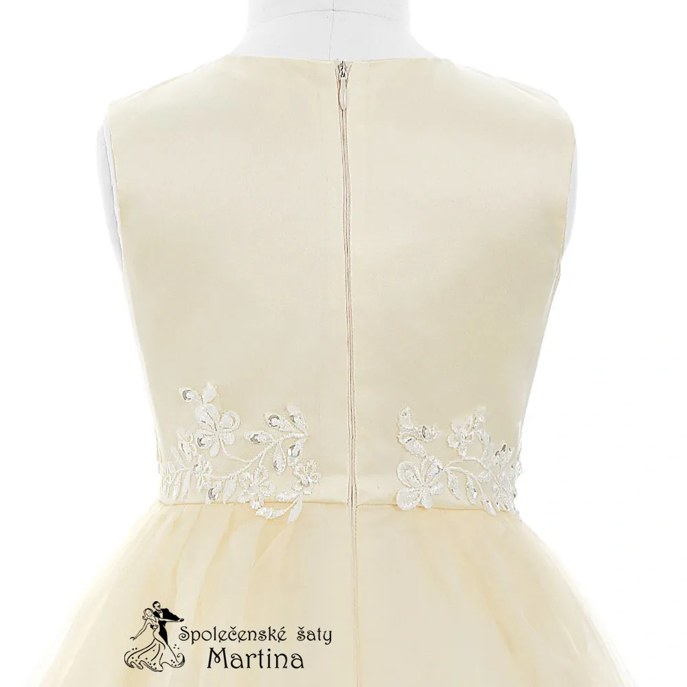 Dívčí šaty pro družičku "Klaudie" - champagne - vel. 9-10