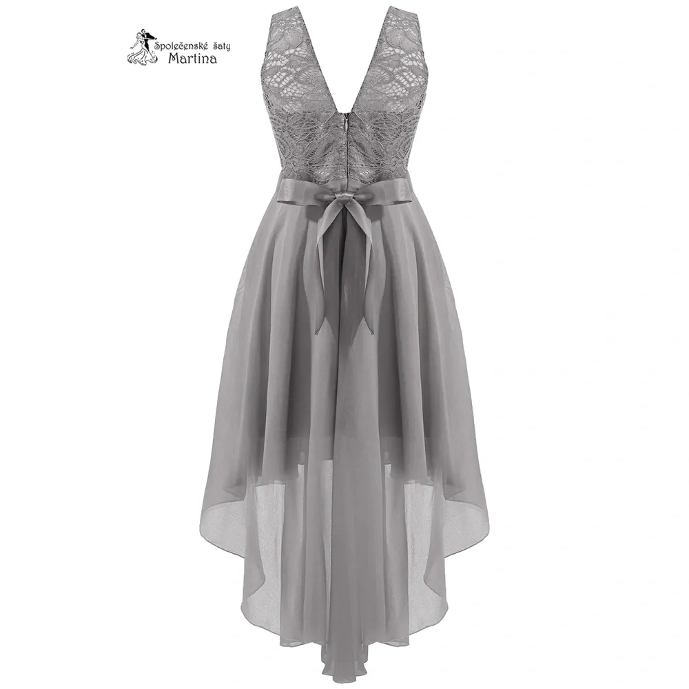 Šedé asymetrické dívčí šaty "Ivetka" - vel. 12