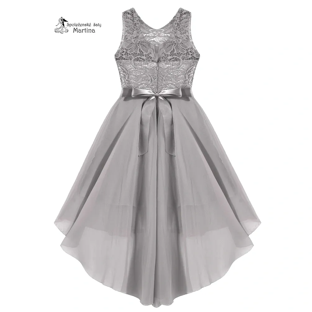 Šedé asymetrické dívčí šaty "Ivetka" - vel. 12