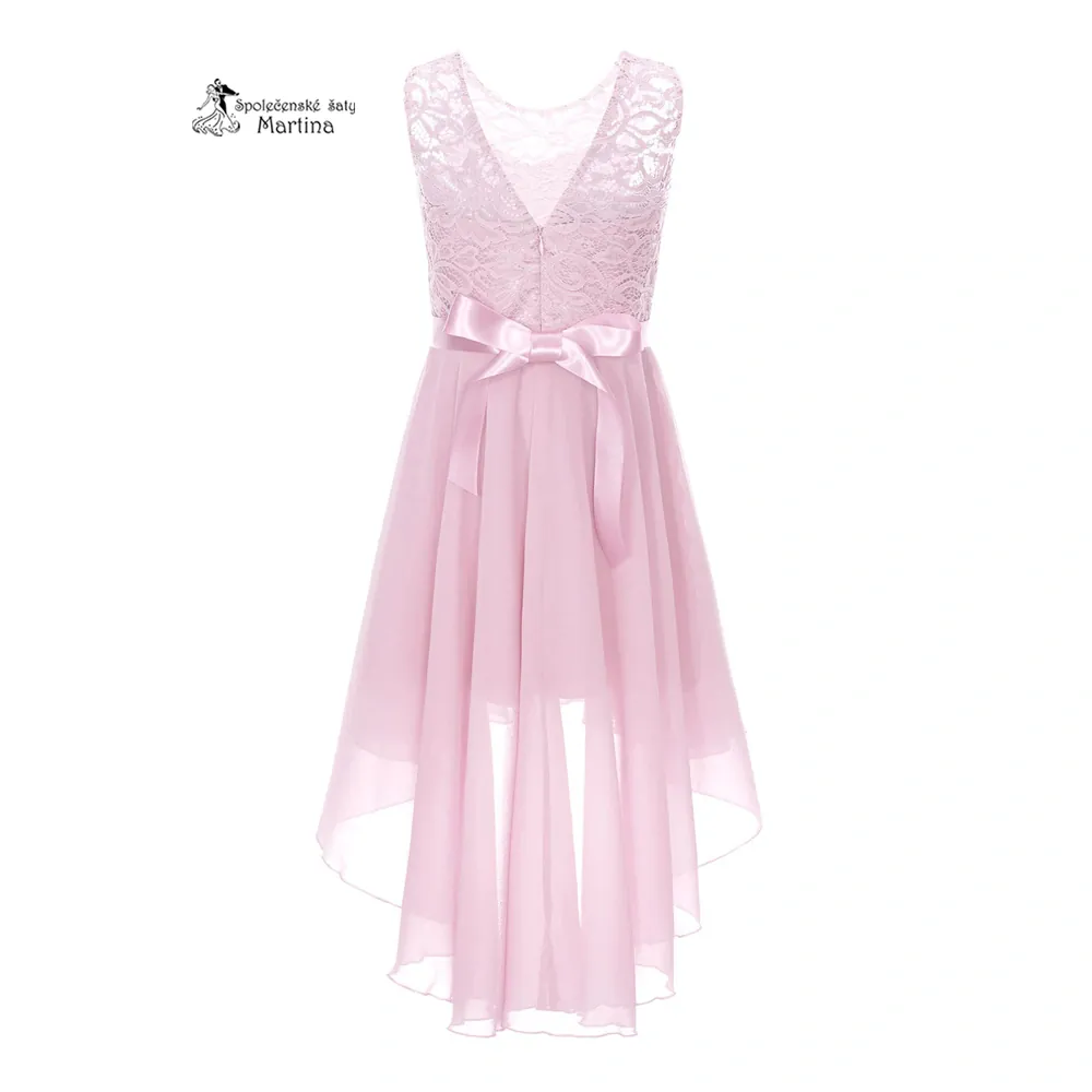 Růžové asymetrické dívčí šaty "Ivetka" - vel. 12