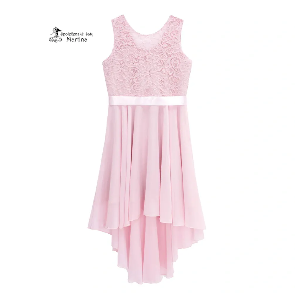 Růžové asymetrické dívčí šaty "Ivetka" - vel. 12