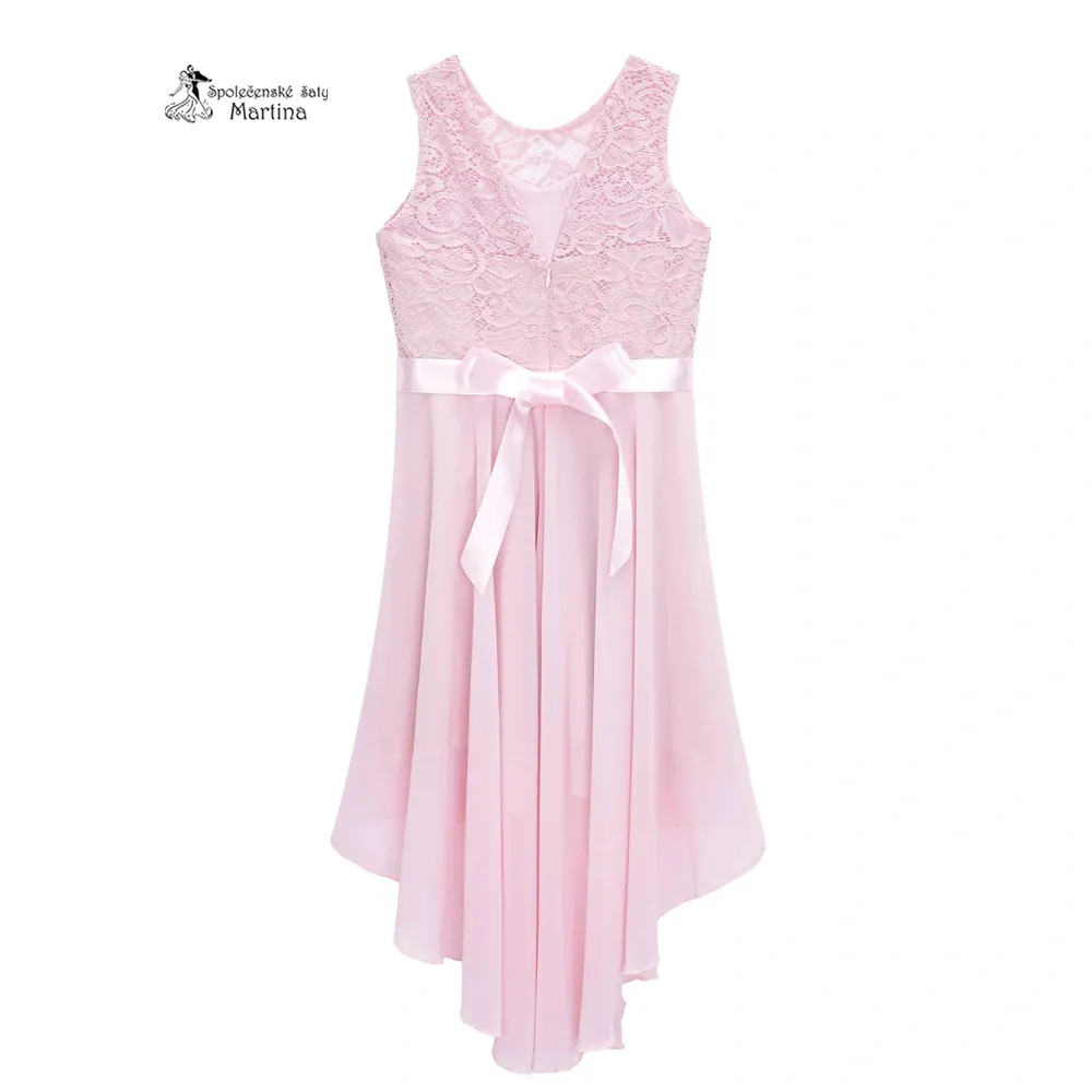 Růžové asymetrické dívčí šaty "Ivetka" - vel. 12