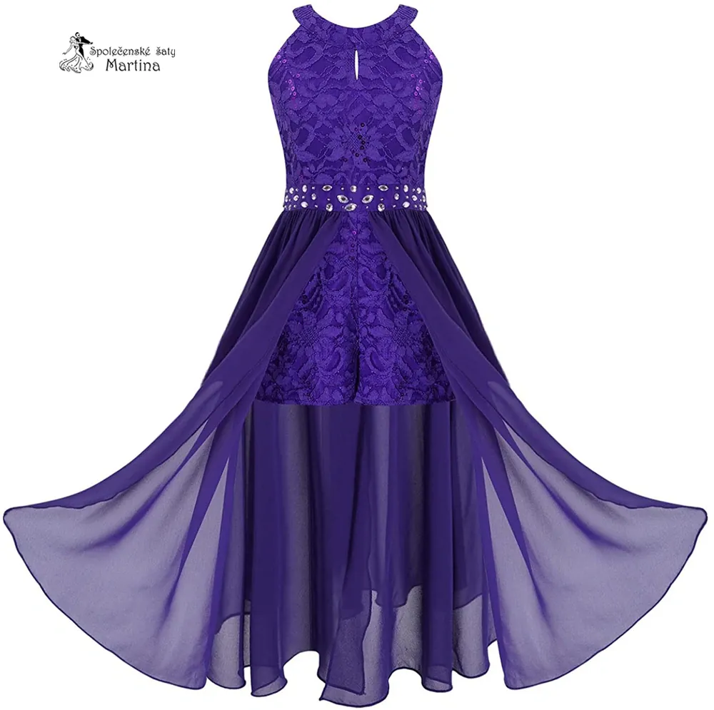 Dívčí kraťáskové šaty "Edita" - fialové  vel. 16