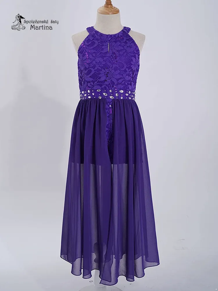 Dívčí kraťáskové šaty "Edita" - fialové  vel. 16