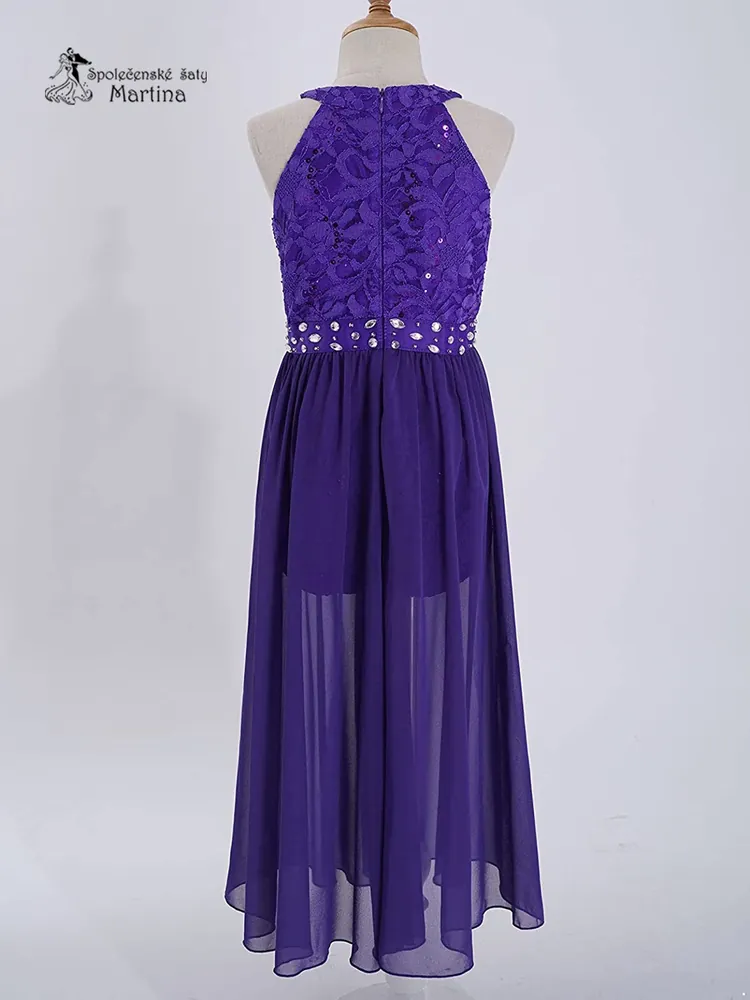 Dívčí kraťáskové šaty "Edita" - fialové  vel. 16