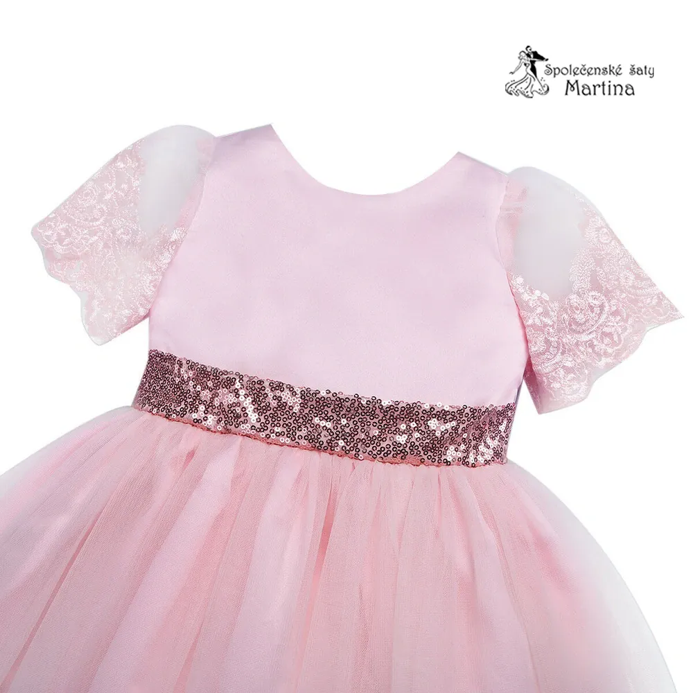 Růžové šatičky pro malé holčičky "Madlenka" - 12-18 měs. vel. 75