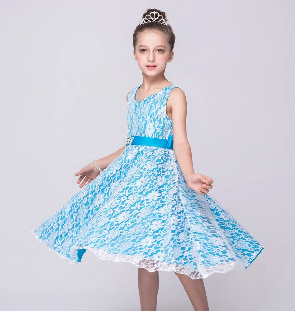 Dívčí šaty pro družičku "Andrea" - světle modré cca 11-12 let - vel. 160