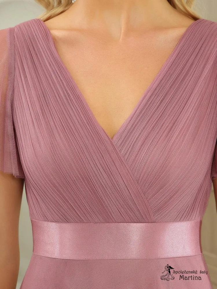 Starorůžové tylové šaty s krátkým rukávkem “Broke” - vel. 46