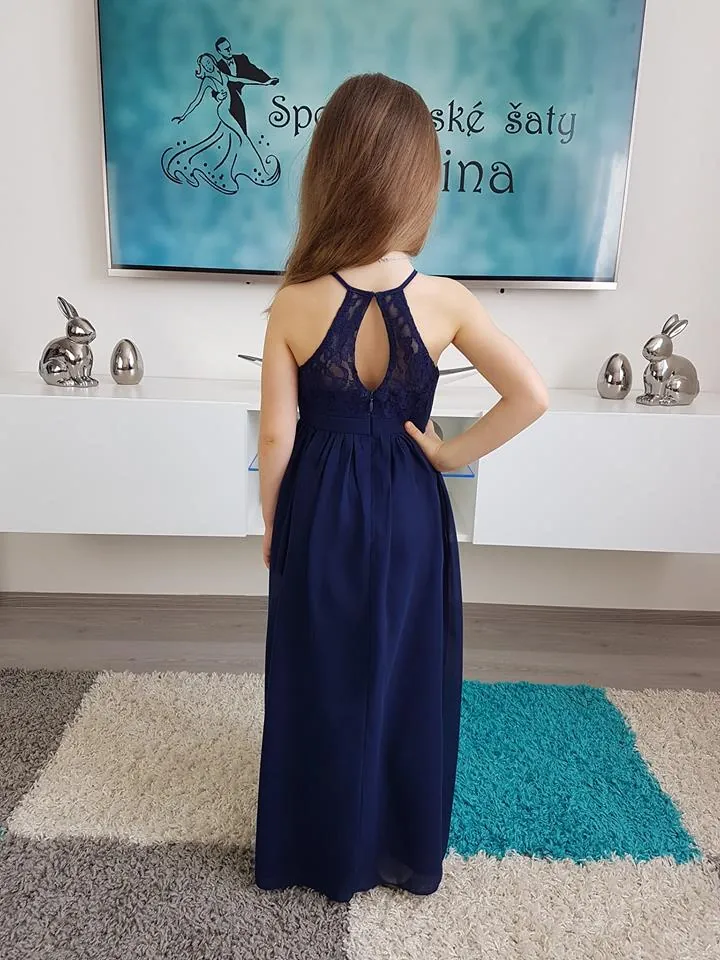 Dívčí šaty "Evelína" - tmavě modré  vel. 4
